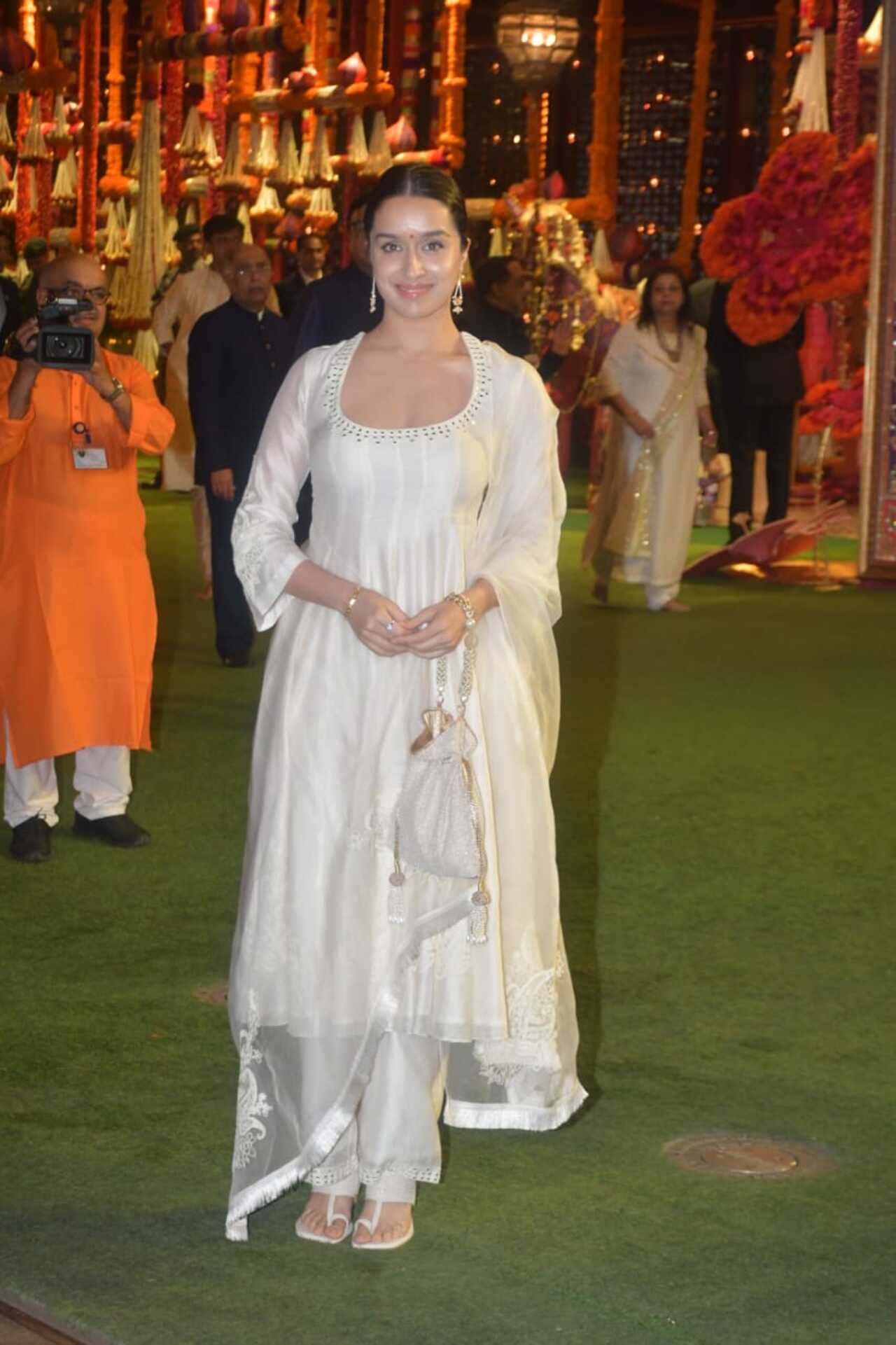 Shraddha Kapoor wore a white churidar for the ceremony last evening